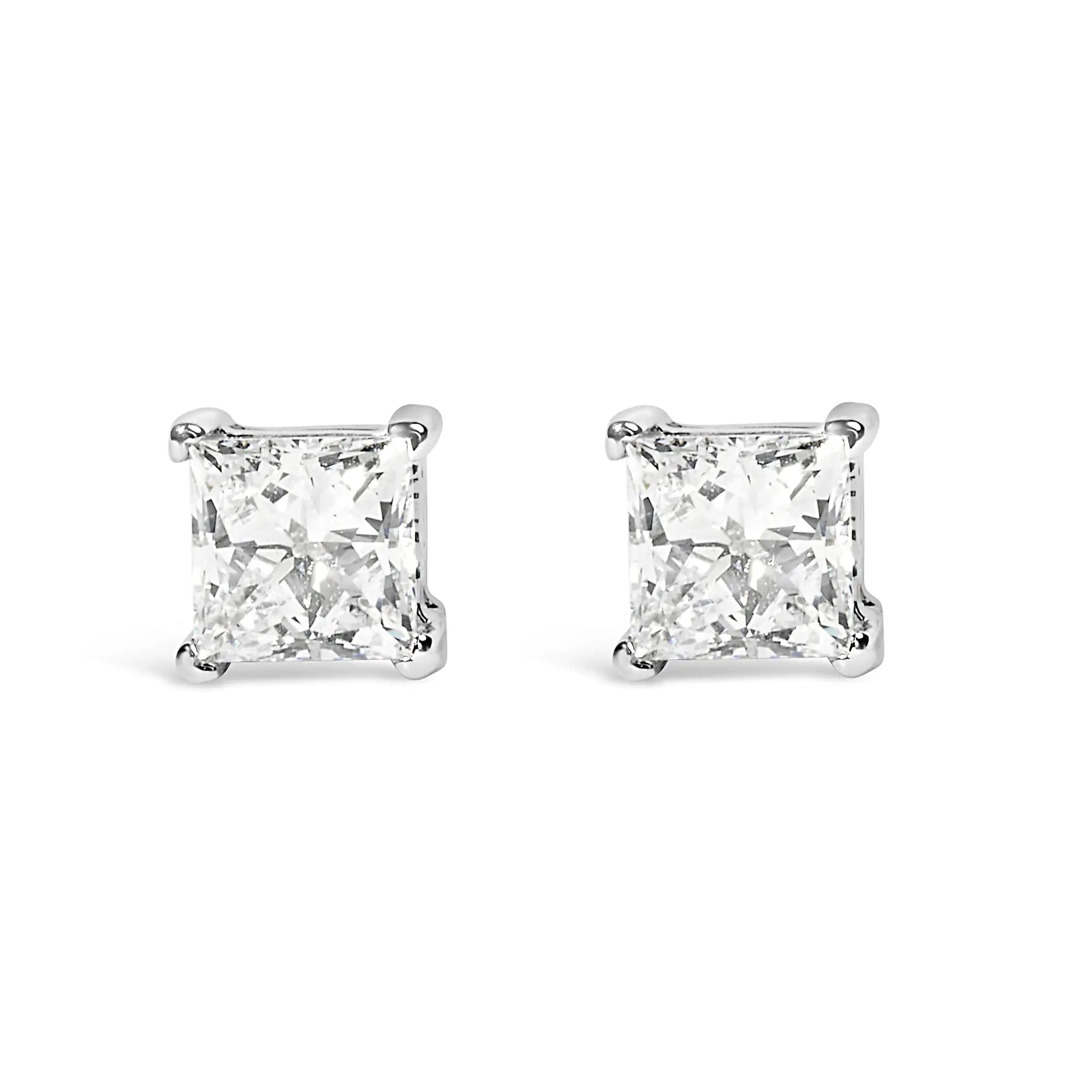 RadiantNY 14K White Gold Princess Diamond earrings