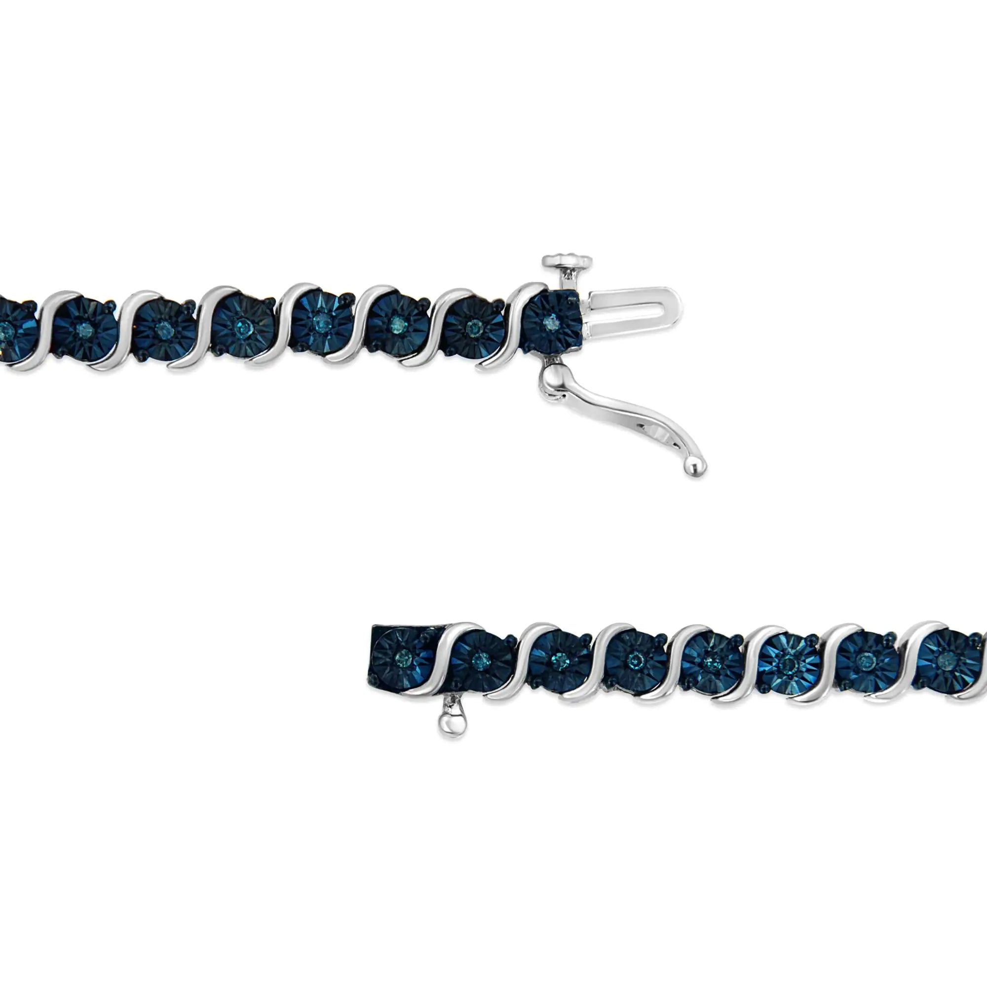 RadiantNY S925 Silver 1/4 Cttw Blue Diamond Tennis 7" Bracelet