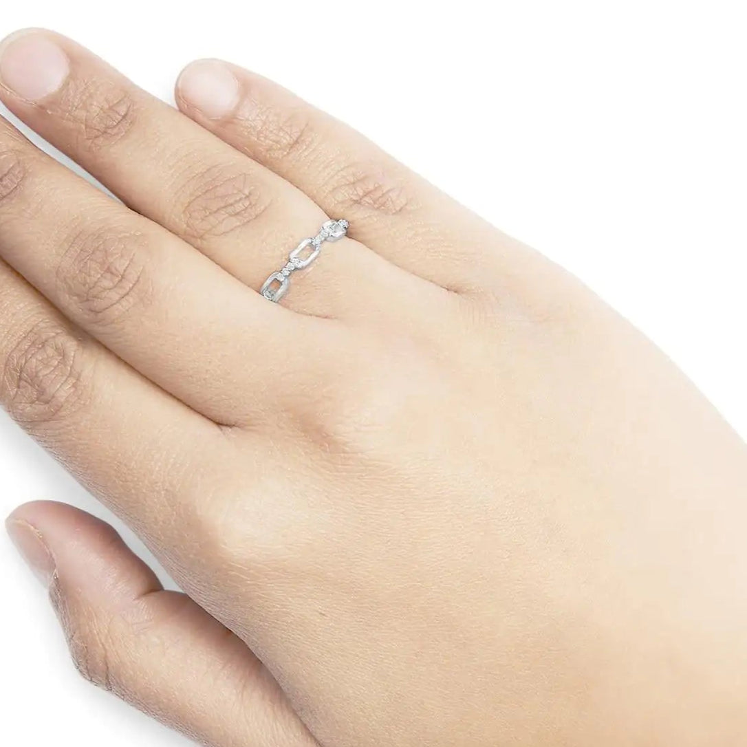 RadiantNY S925 Silver Diamond Chain ring