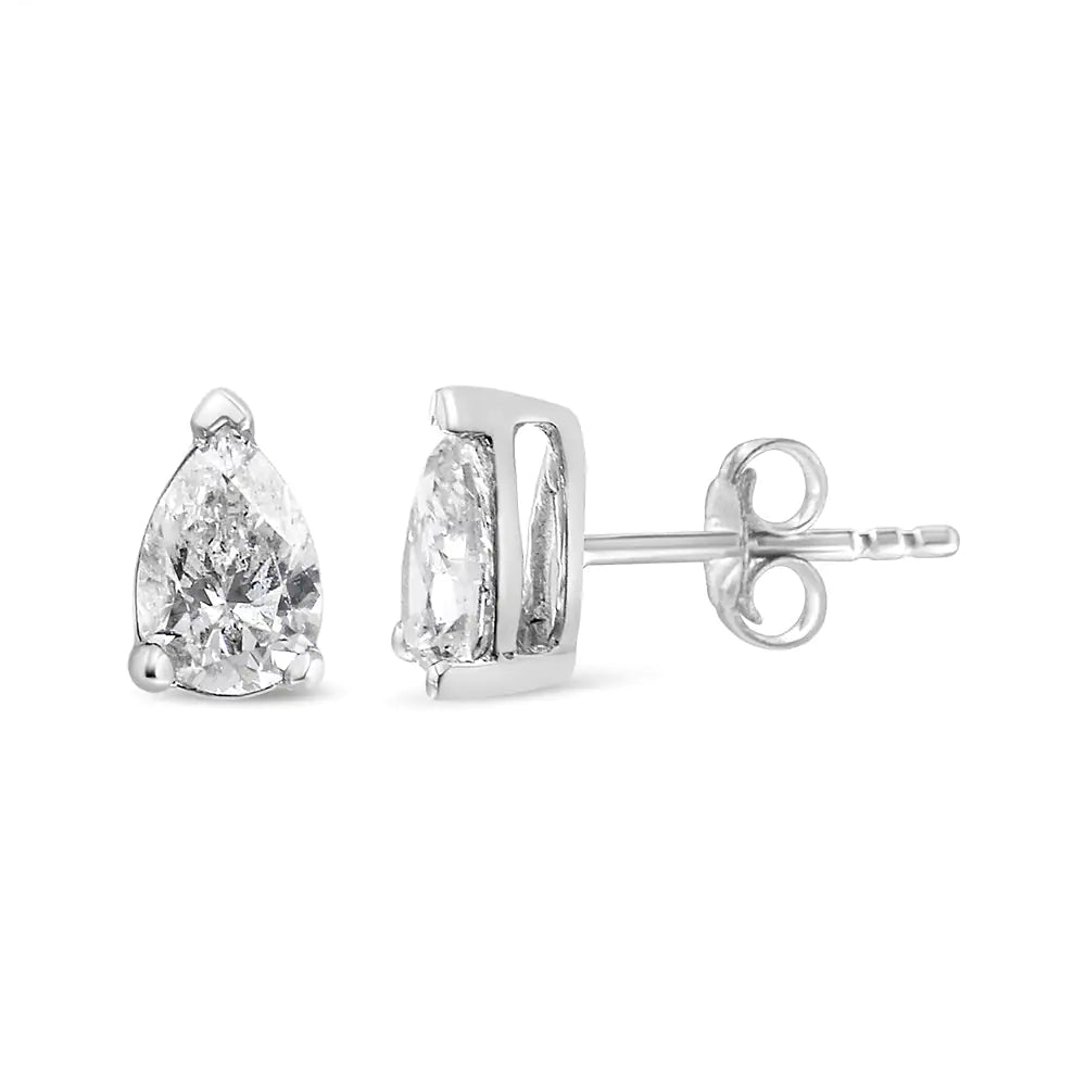 RadiantNY 14K White Gold Pear Diamond earrings