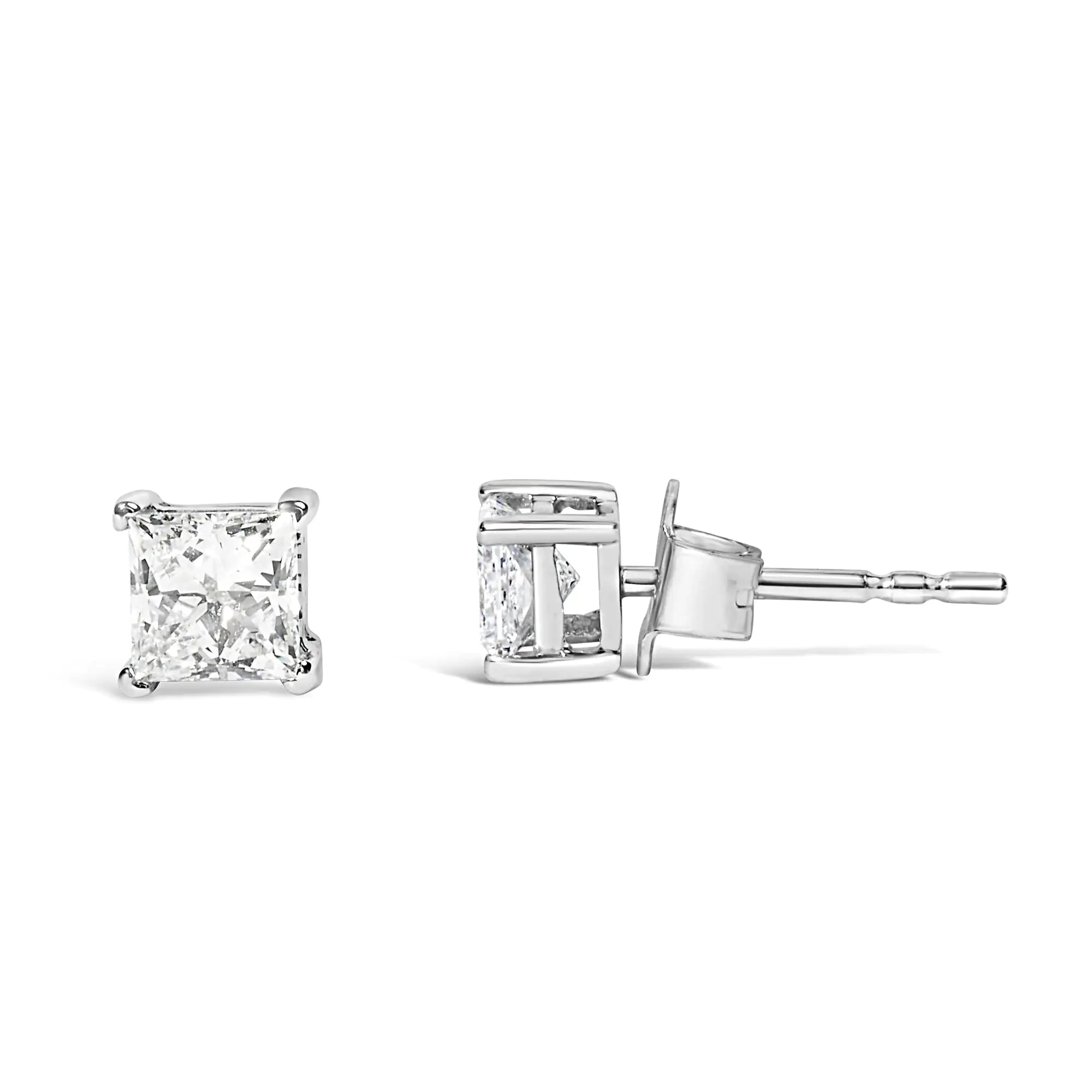 RadiantNY 14K White Gold Princess Diamond earrings