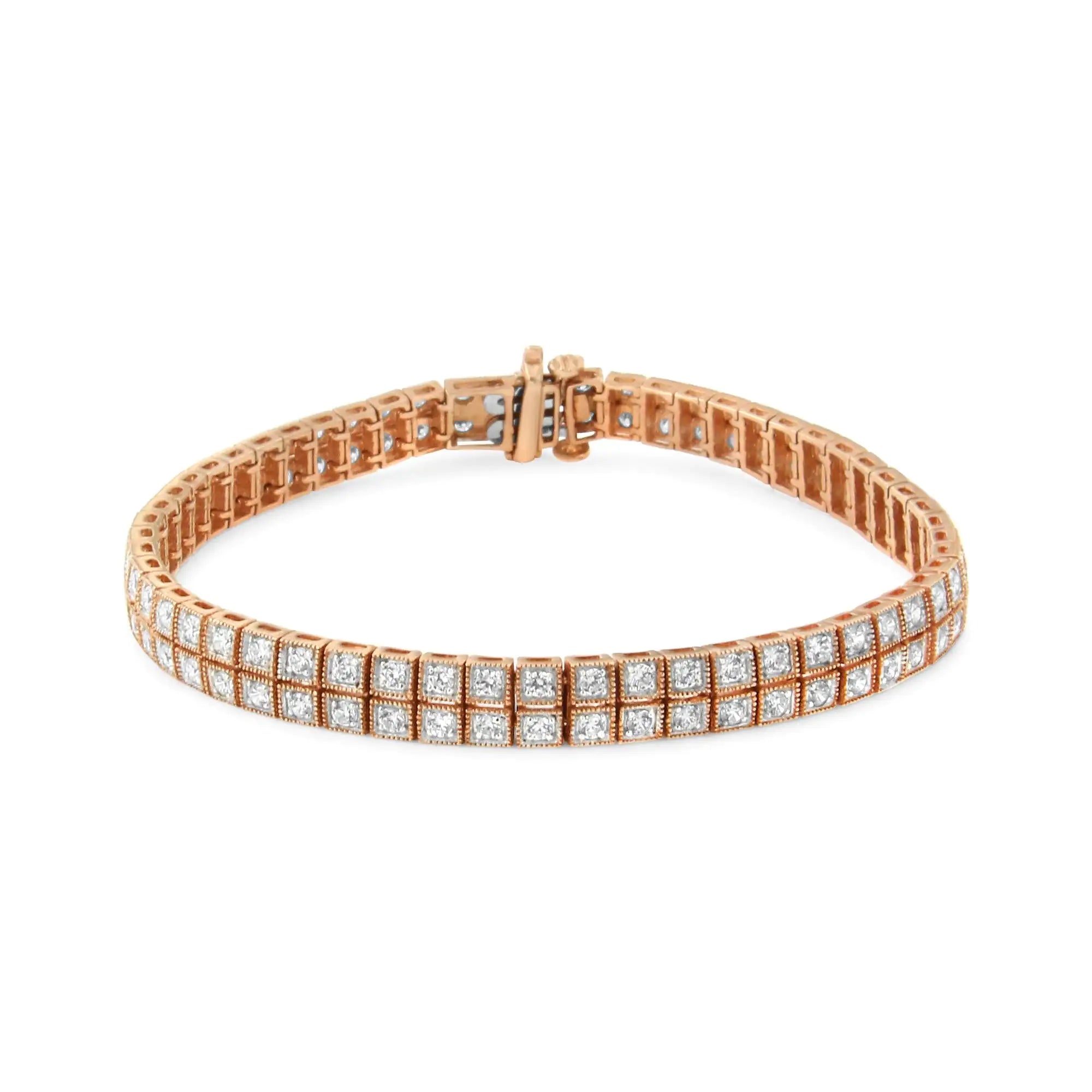 RadiantNY 14K Rose Gold 3.0 Cttw Diamond 7" Inch Tennis bracelet