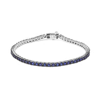 RadiantNY S925 Silver 5 3/4 Cttw Blue Sapphire Tennis Bracelet (7.25" In)