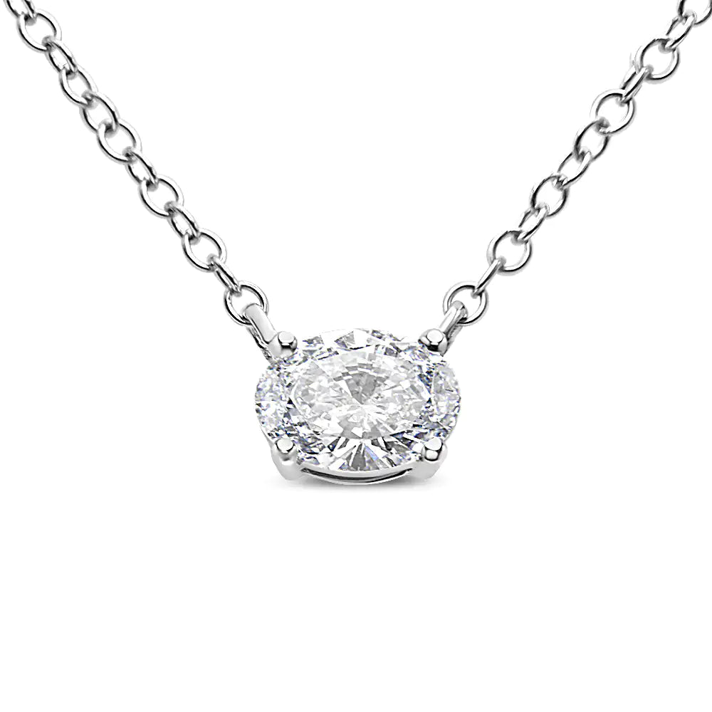 RadiantNY 14K White Gold 1/2 Cttw Solitaire Diamond 18" necklace