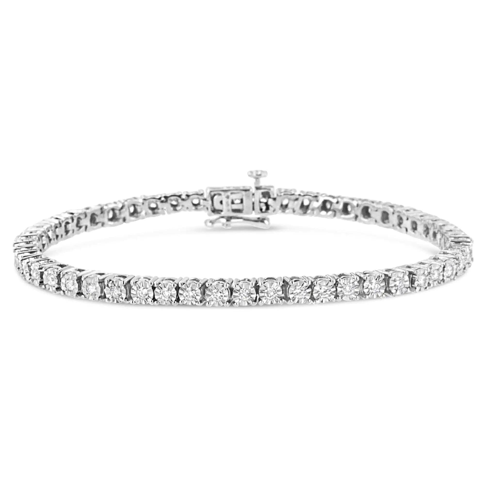 RadiantNY S925 Silver Diamond Tennis Bracelet 7.25" In