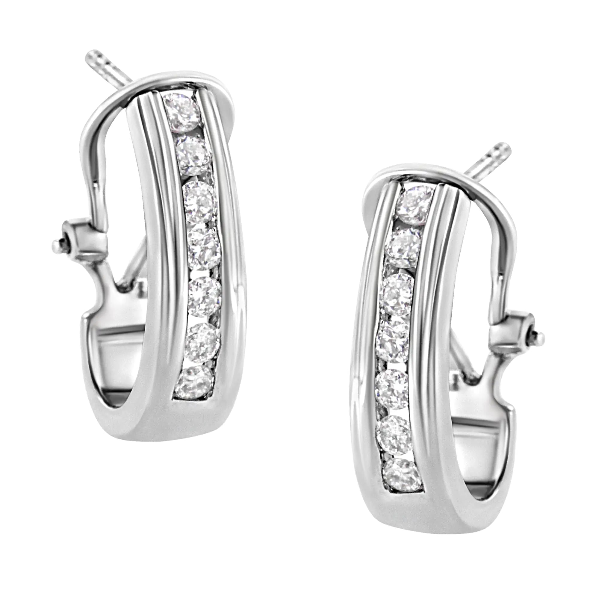 RadiantNY S925 Silver 1/2 Cttw Diamond Omega earrings