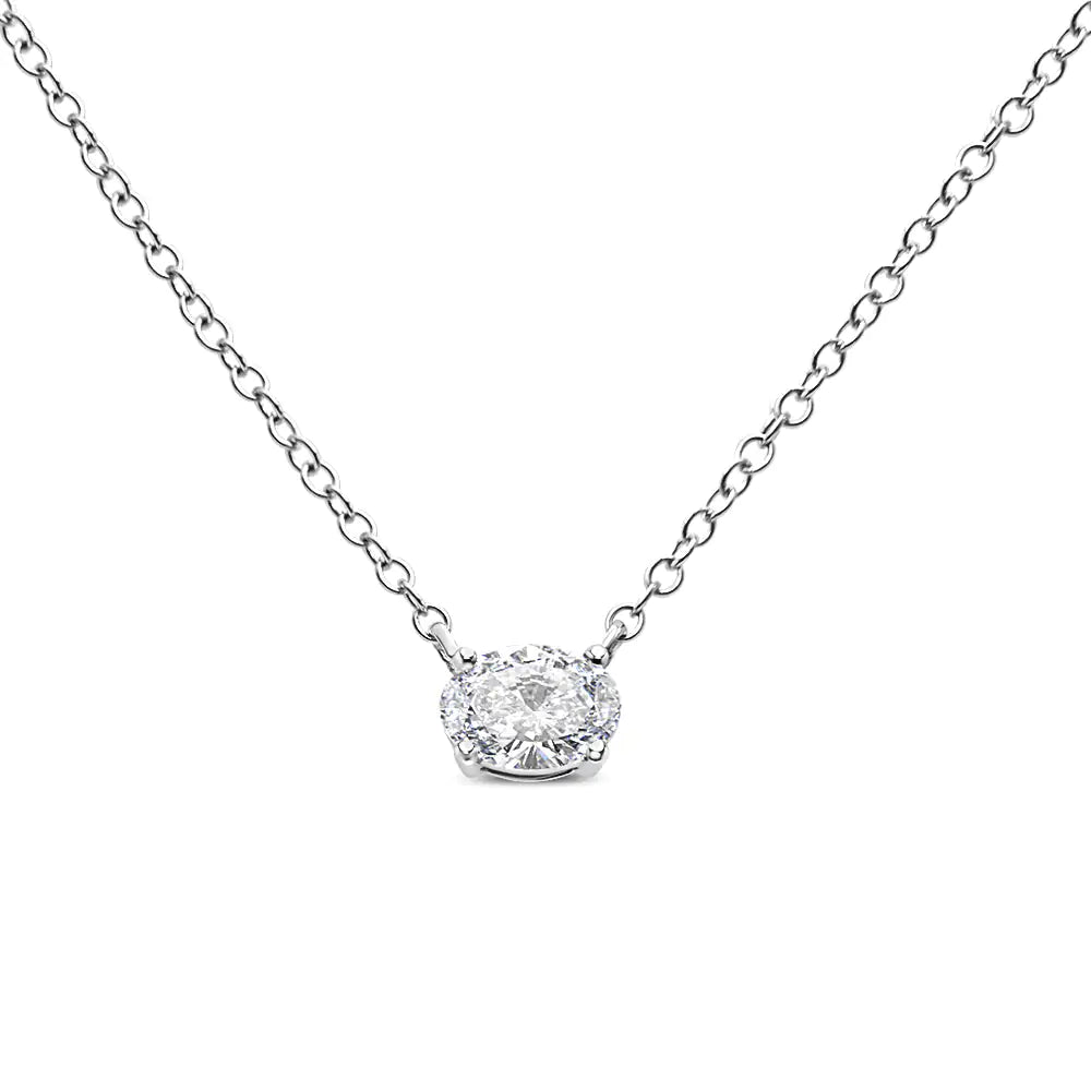 RadiantNY 14K White Gold 1/2 Cttw Solitaire Diamond 18" necklace