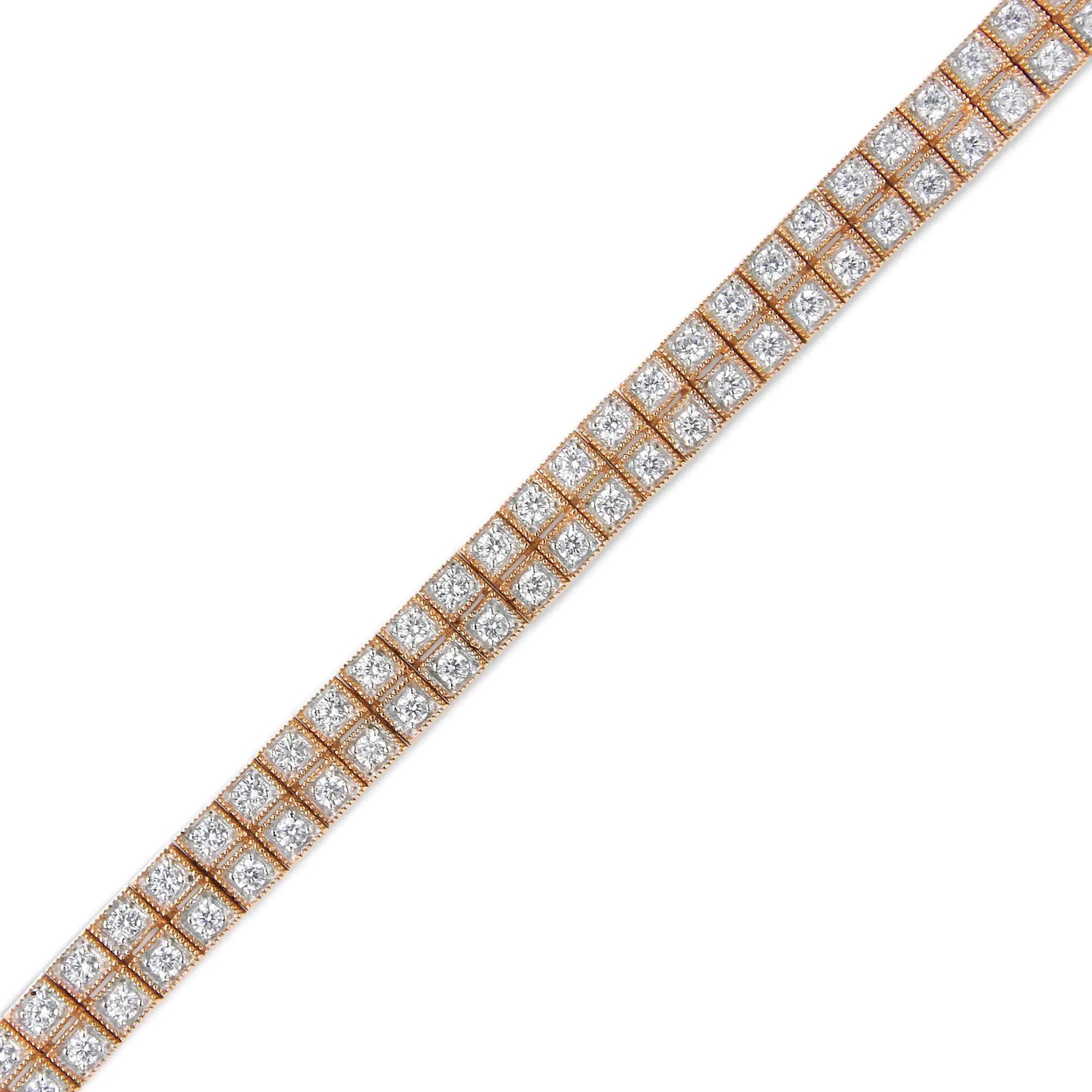 RadiantNY 14K Rose Gold 3.0 Cttw Diamond 7" Inch Tennis bracelet