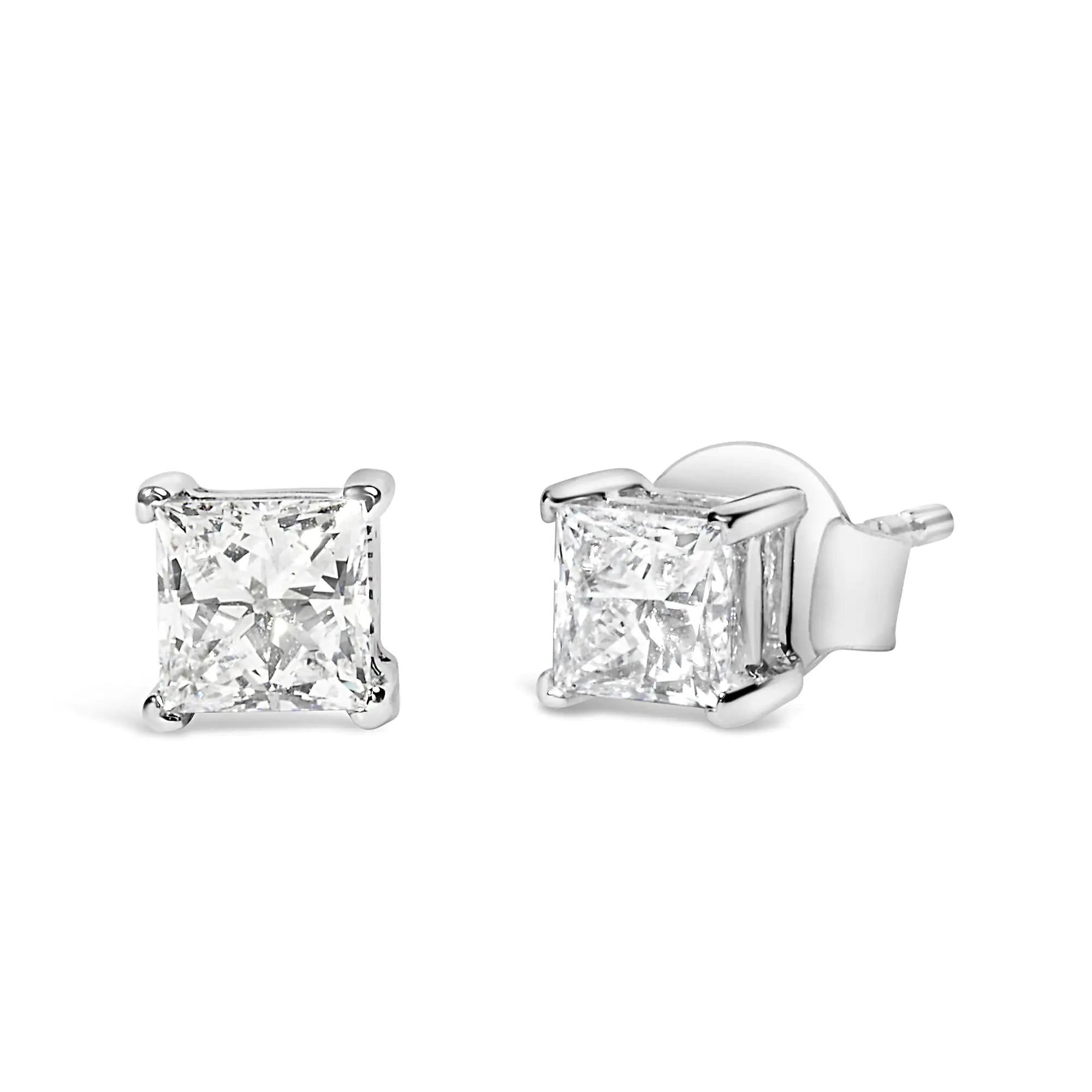 RadiantNY 14K White Gold Princess Diamond earrings