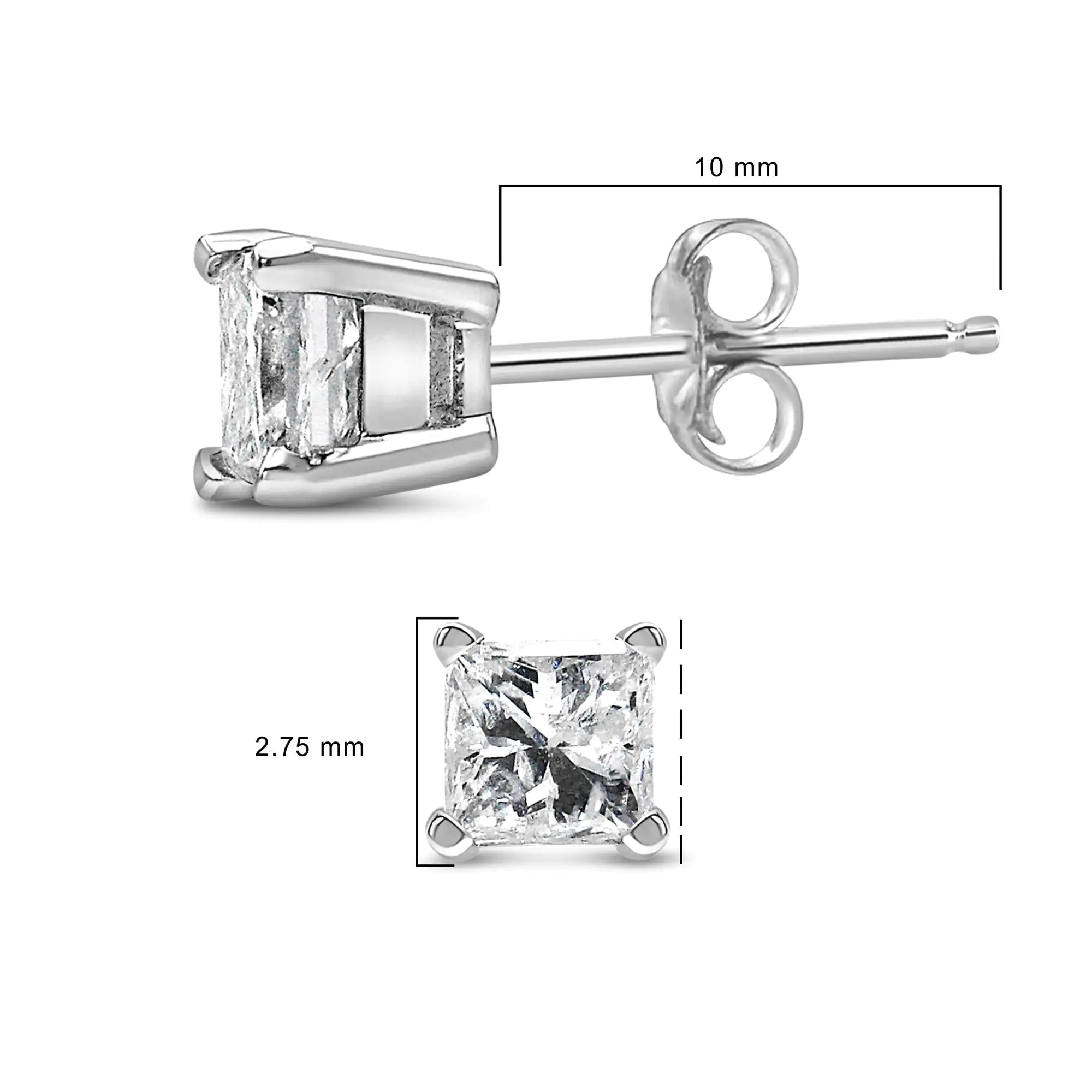 RadiantNY 14K White Gold Princess Diamond earrings