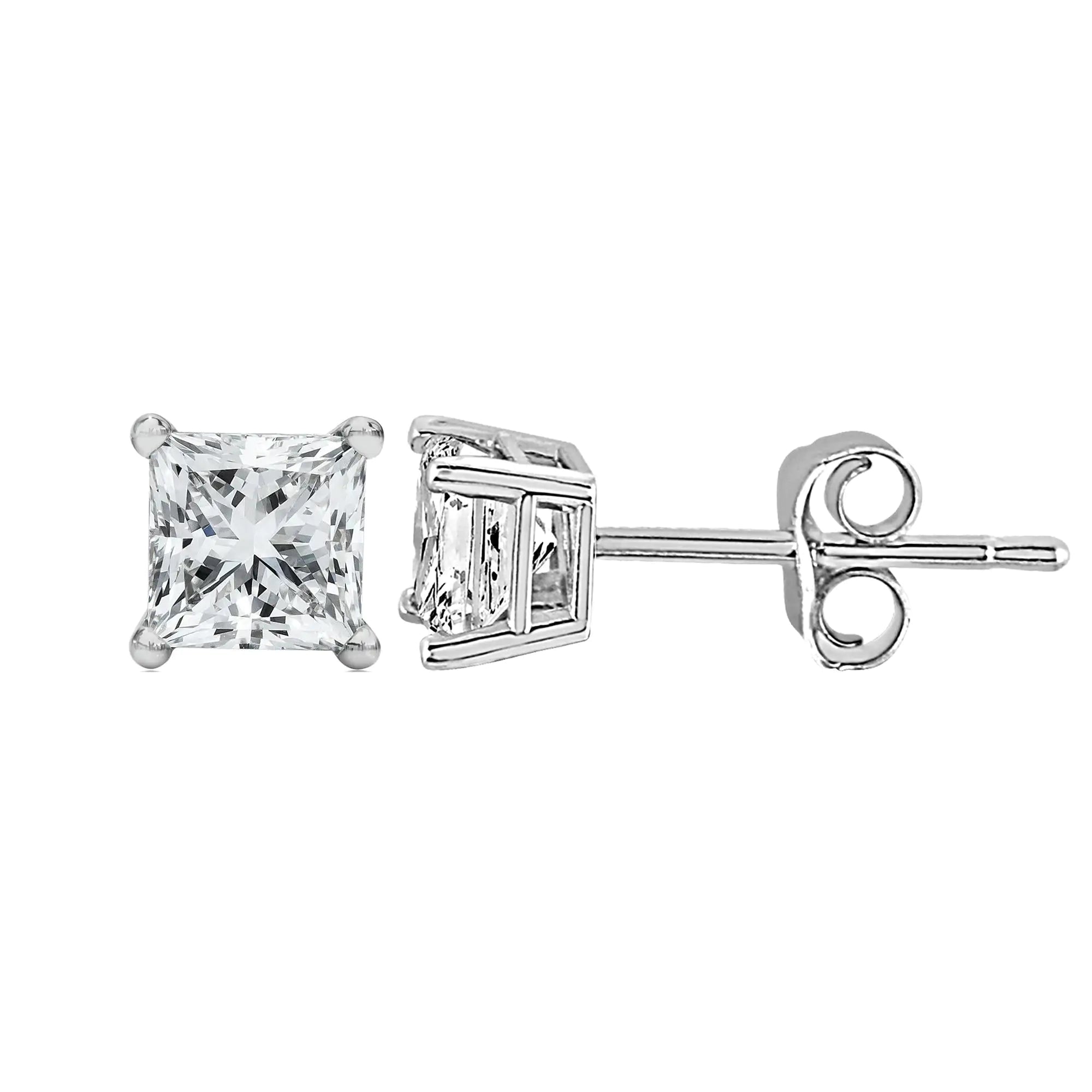 RadiantNY 14K White Gold Princess Diamond earrings