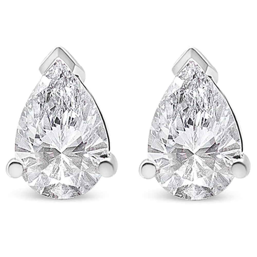 RadiantNY 14K White Gold Pear Diamond earrings