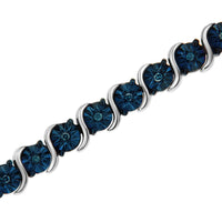 RadiantNY S925 Silver 1/4 Cttw Blue Diamond Tennis 7" Bracelet