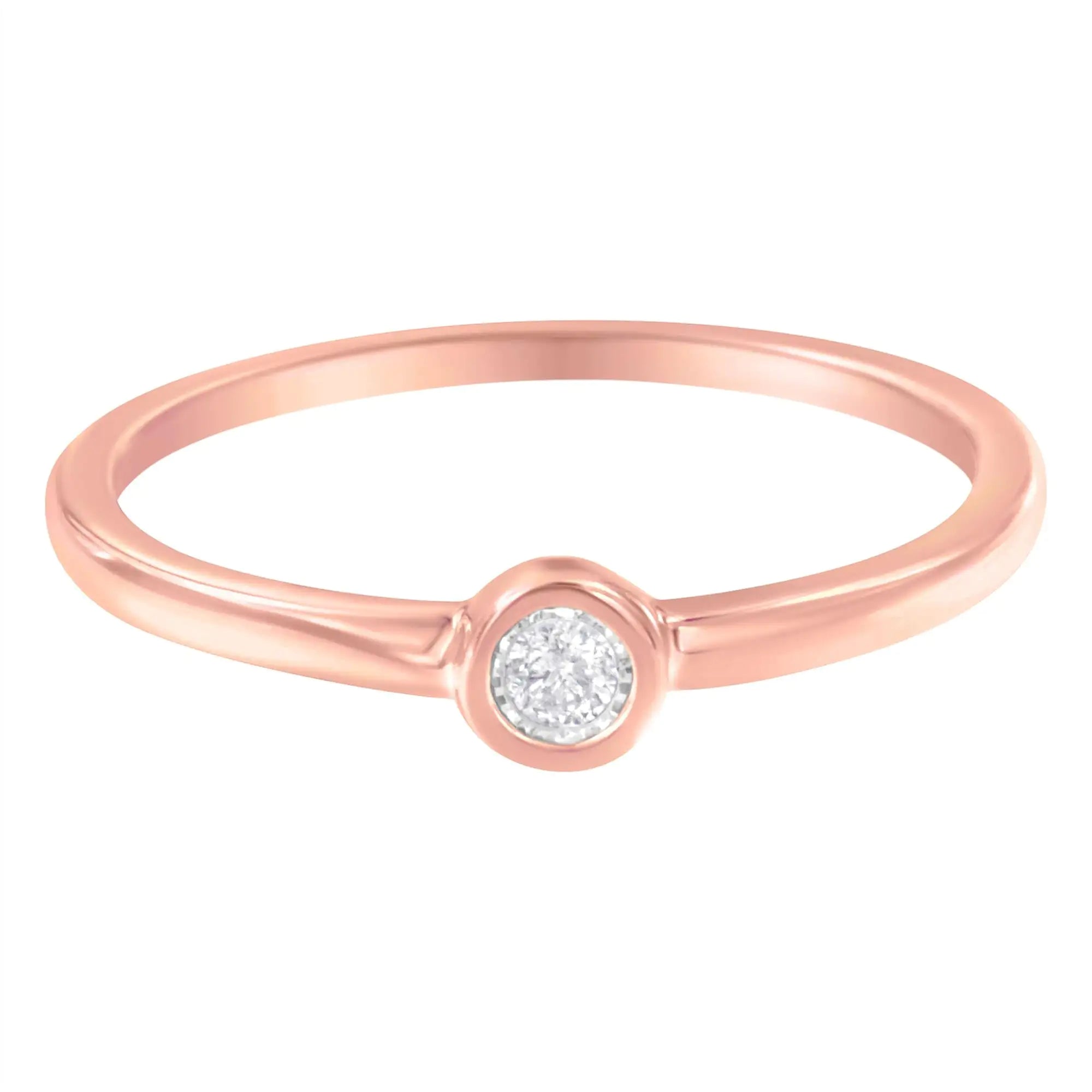 RadiantNY 14K Rose Gold Plated S925 Silver Diamond  ring 1/20 Cttw